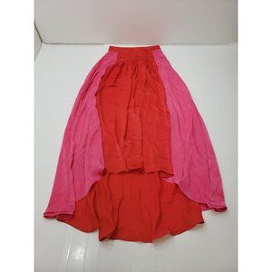 Petal + Pup Womens Maxi Skirt Elastic Waistband Colorblock Red Pink Size XS